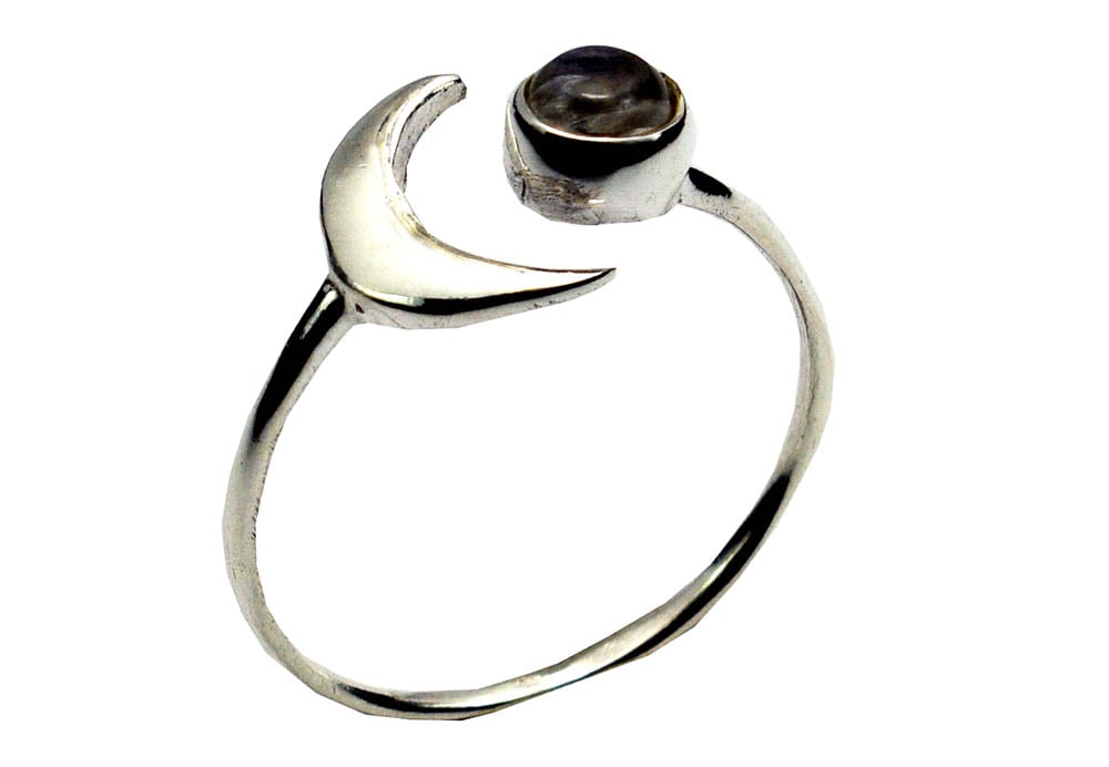 Silver Ring Moon and Sun