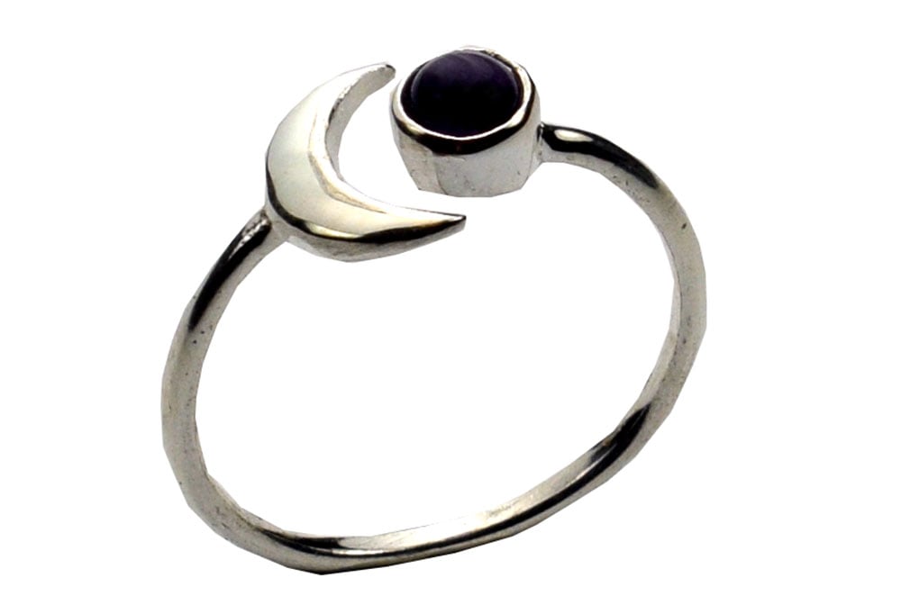 Silver Ring Moon and Sun