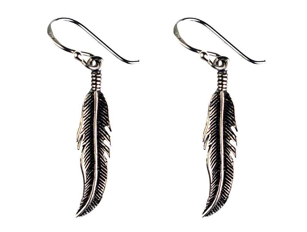 Silver Earring Feather 2.5cm H