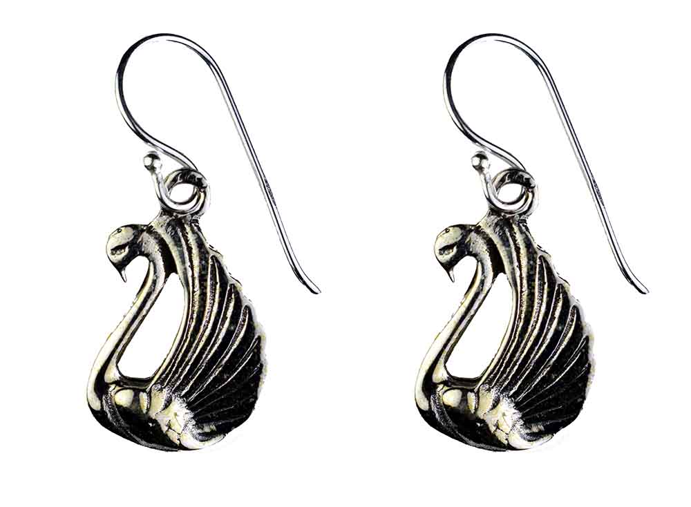 Silver Earring Swan 2cm H