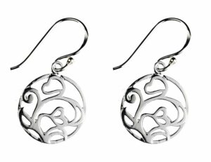 Silver Earring Flower in Circle