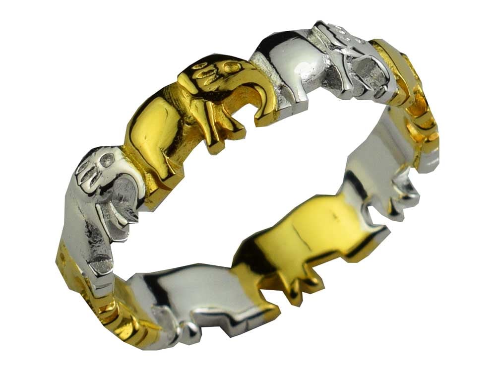 Silver and Gold Ring Elephant