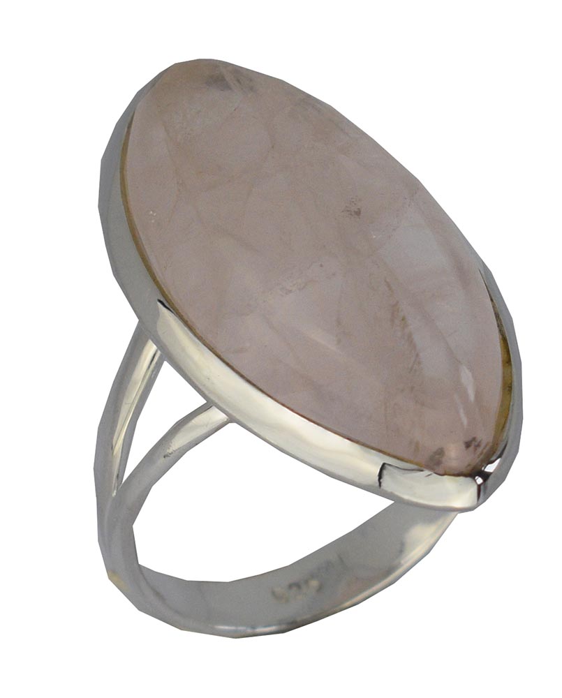 Silver Ring Marquise Rose Quartz