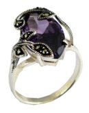 Silver Ring Oval Amethyst