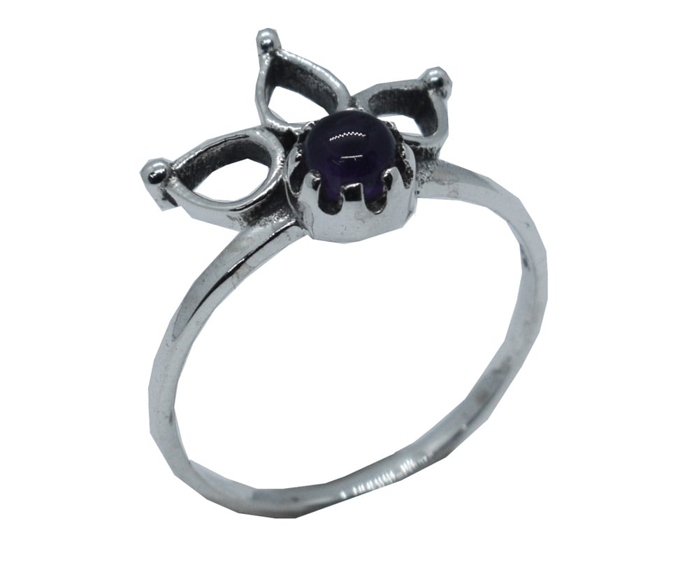 Silver Ring Flower Amethyst