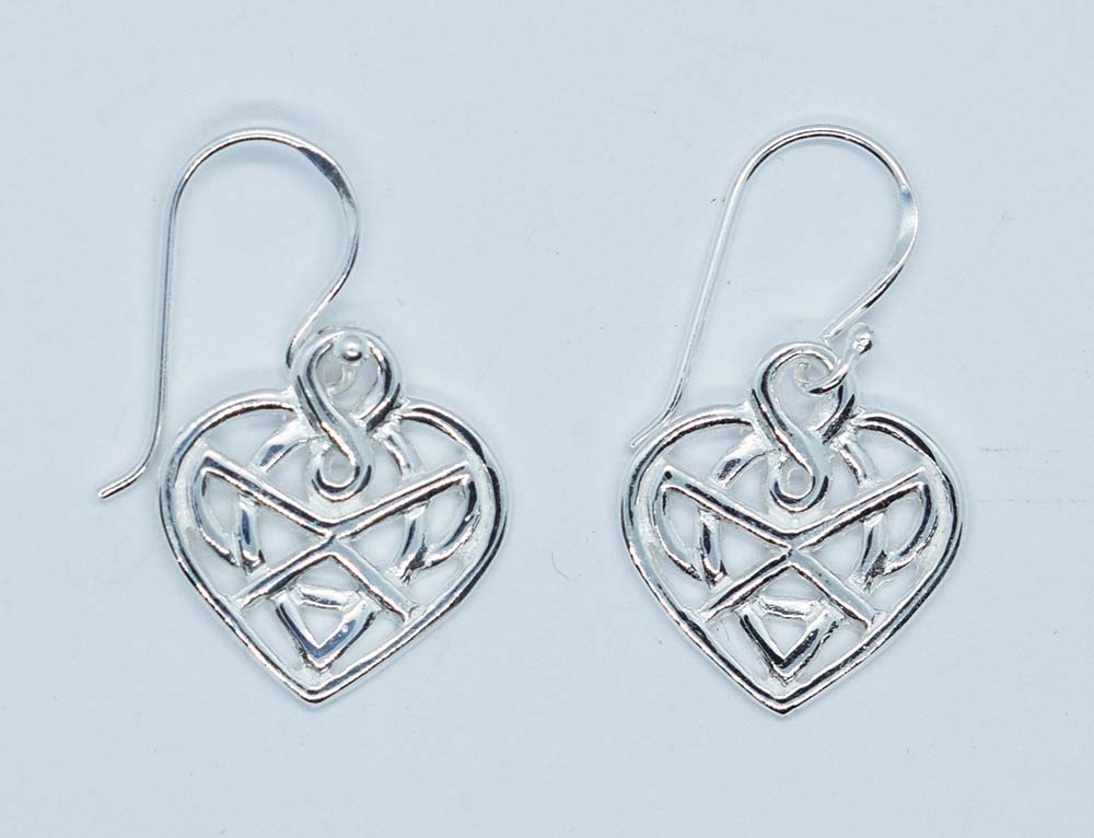 Silver Earing Heart Celtic