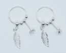 Silver Earing Feather on Hoop
