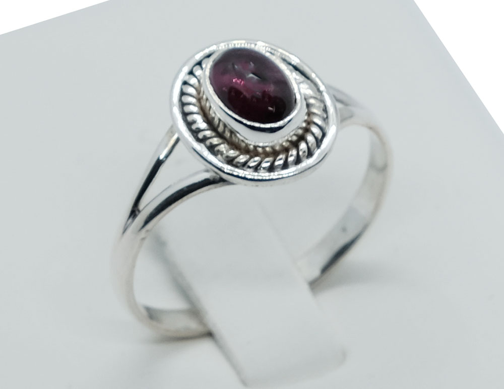Silver Ring Garnet Stone