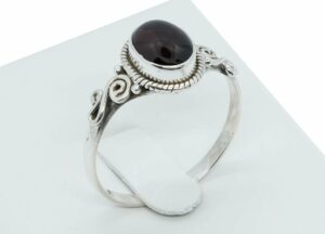 Silver Ring Garnet Stone
