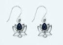 Silver Earring Lotus Lapis 4x6