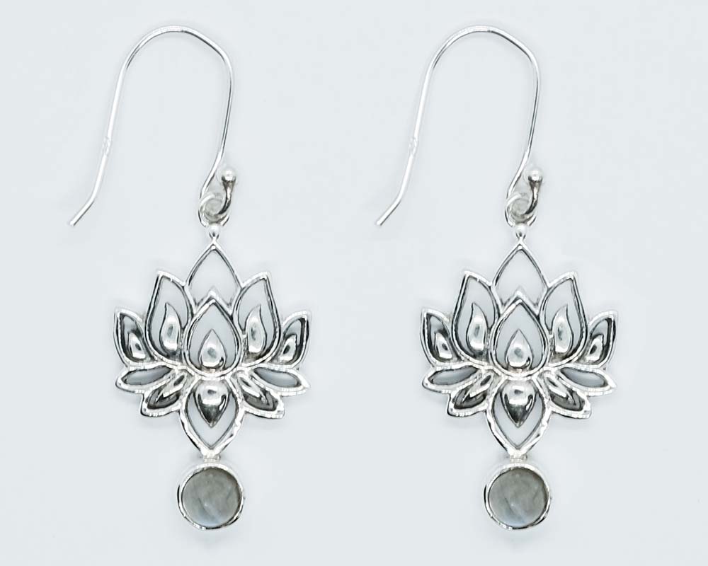 Silver Earring Lotus Rainbow