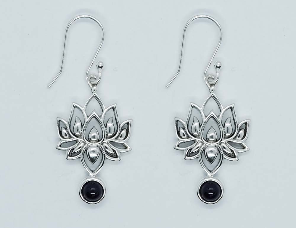 Silver Earring Lotus Amethyst
