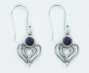 Silver Earring Heart Amethyst