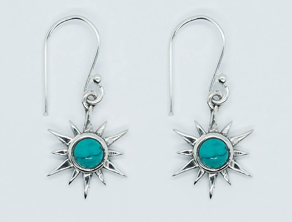 Silver Earring Star Turquoise