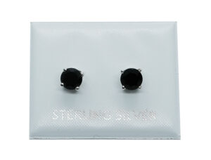 Silver Stud Round Cut Onyx