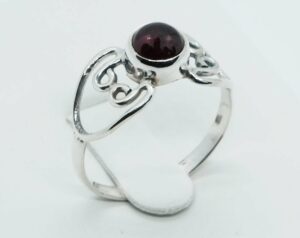Silver Ring Hearts Garnet
