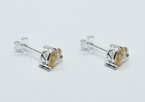 Silver Stud Cut Citrine