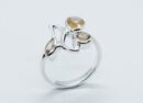 Silver Ring Leaves Cut Citrine