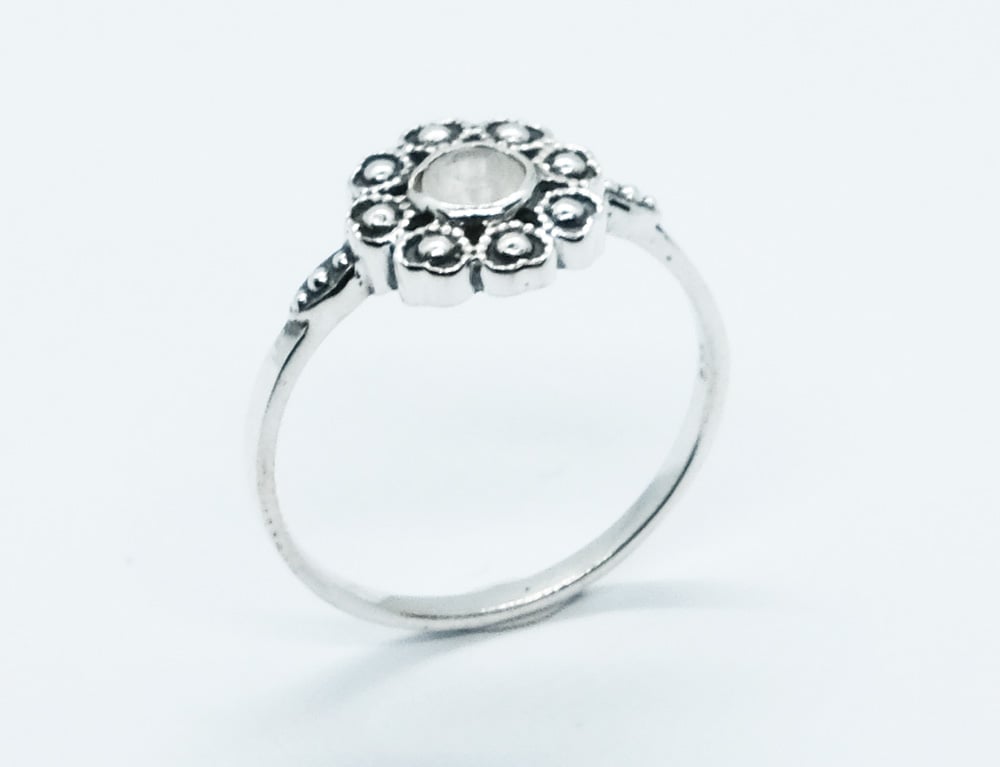 Silver Ring Flower Moonstone
