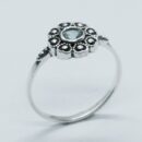 Silver Ring Flower Blue Topaz