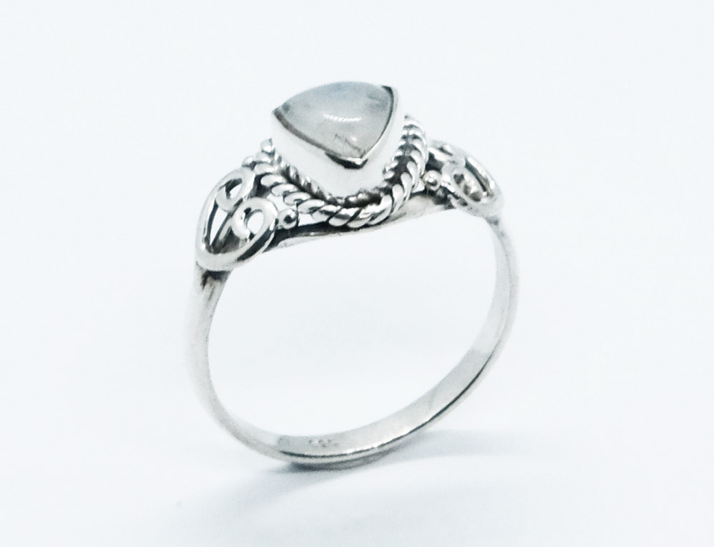 Silver Ring Heart Moonstone