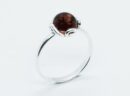 Silver Amber Ring Round 2.3g
