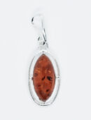 Silver Amber Pendant Oval 0.9g