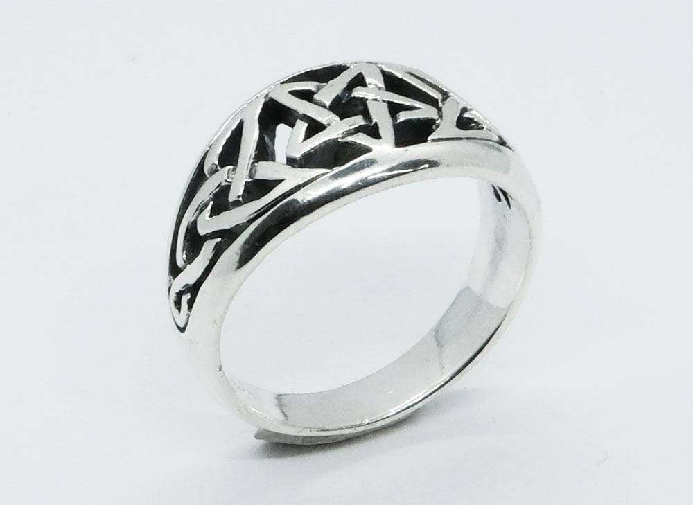 Silver Ring Pentagram Large