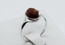 Silver Amber Ring Oval 1.8g