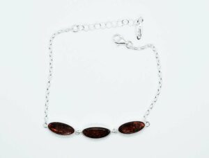 Silver Amber Bracelet Oval 5.4g