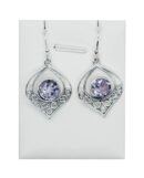 Silver Earring Cut Amethyst