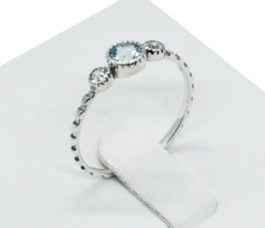 Silver Ring Round Blue Topaz