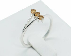 Silver Ring 3 Stones Citrine