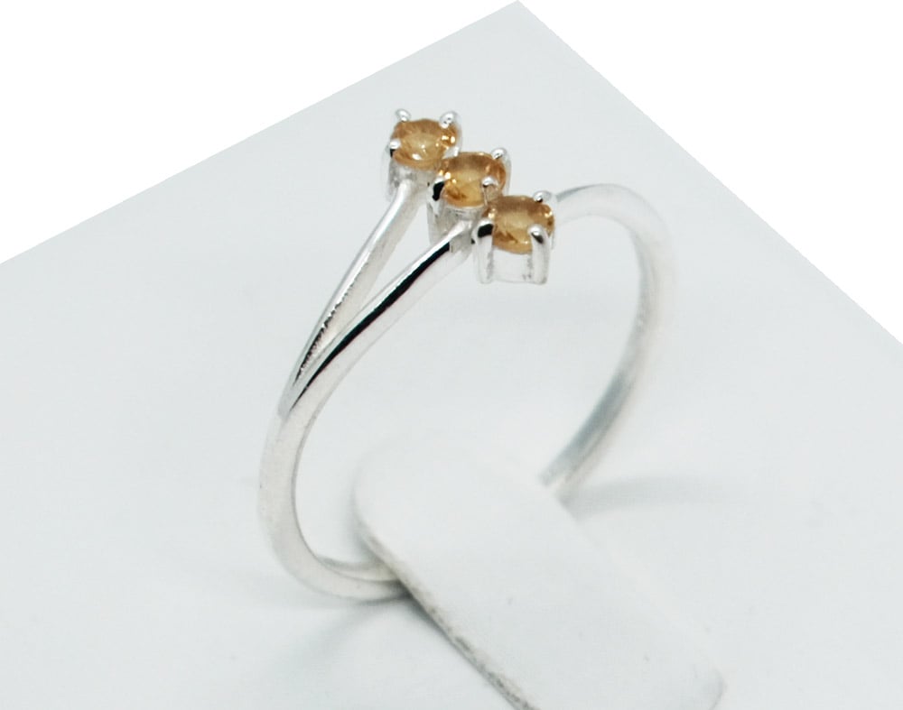 Silver Ring 3 Stones Citrine