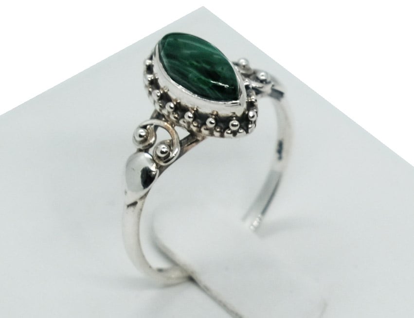Silver Ring MRQ Malachite