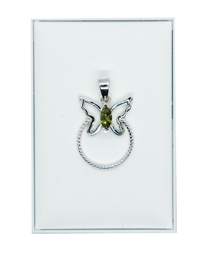 Silver Pendant Butterfly Peridot