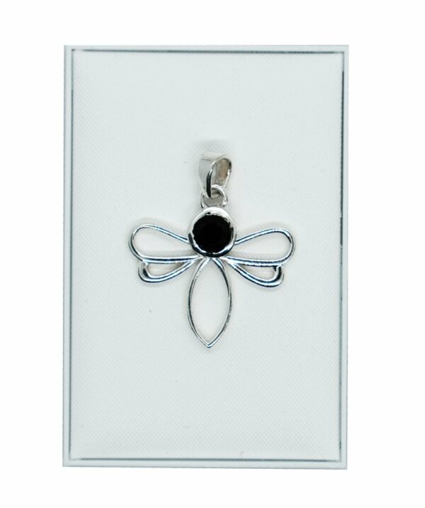 Silver Pendant Dragonfly Onyx