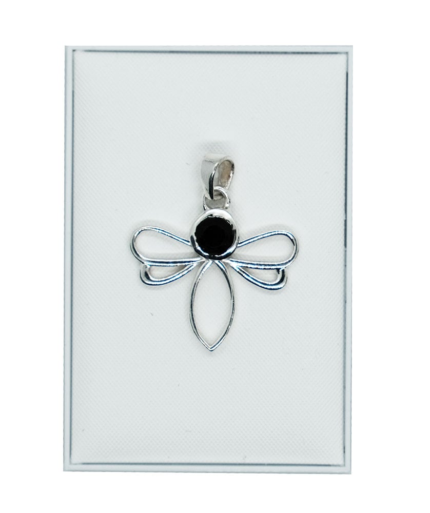 Silver Pendant Dragonfly Onyx