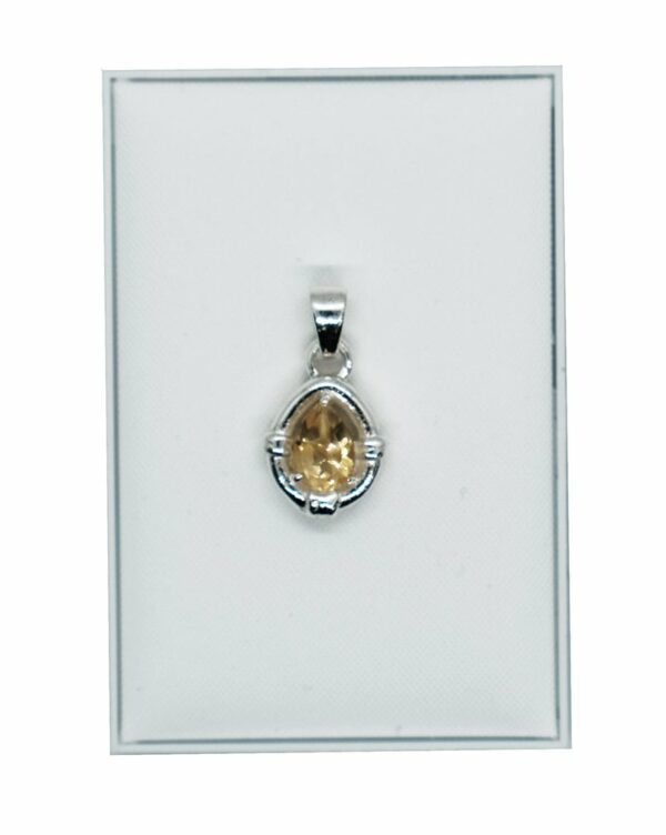 Silver Pendant Teardrop Citrine