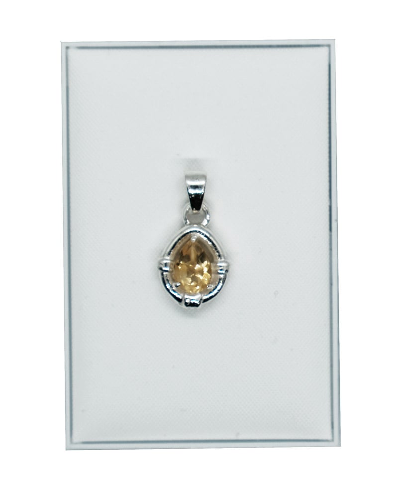 Silver Pendant Teardrop Citrine
