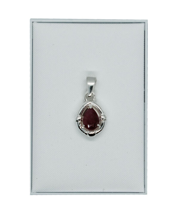 Silver Pendant Teardrop Ruby