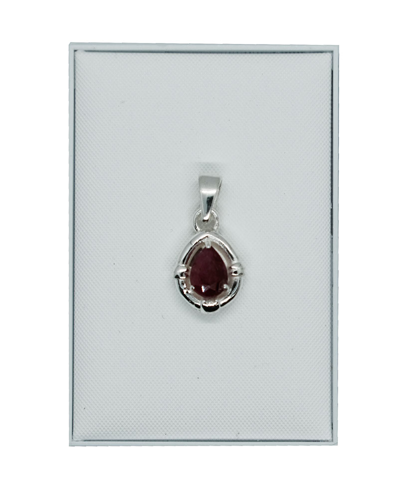 Silver Pendant Teardrop Ruby