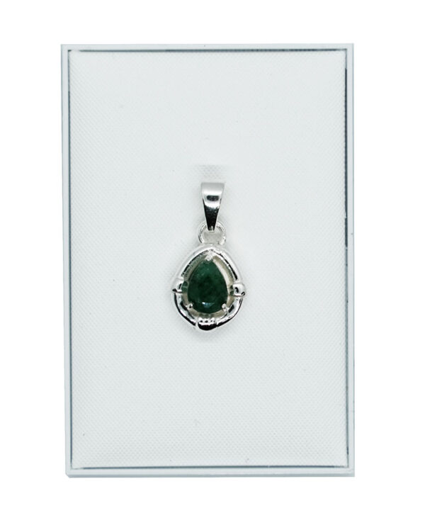 Silver Pendant Teardrop Emerald