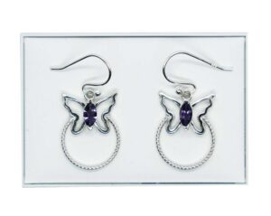 Silver Earring Butterfly Amethyst