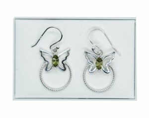 Silver Earring Butterfly Peridot