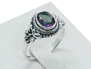 Silver Ring Oval Mystic Cut