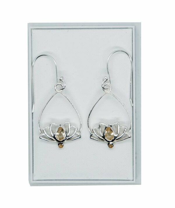 Silver Earring Lotus Citrine