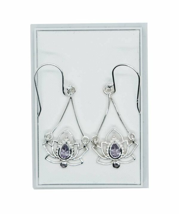Silver Earring Lotus Amethyst