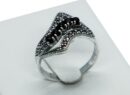 Silver Ring Marcasite 5 Onyx Stones
