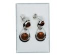 Silver Earring Amber Round